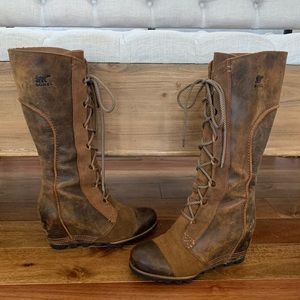 Sorel Cate the Great Wedge Leather Boots 8.5